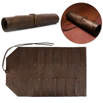 Koksmes Roll Bag 12 Slots Lederen Waterdichte Keukengerei Mes Opbergtas