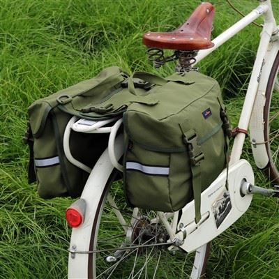 Green Canvas Bicycle Double Pannier Bag manufacturers