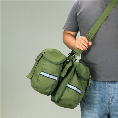 Green Canvas Bicycle Double Pannier Bag manufacturers
