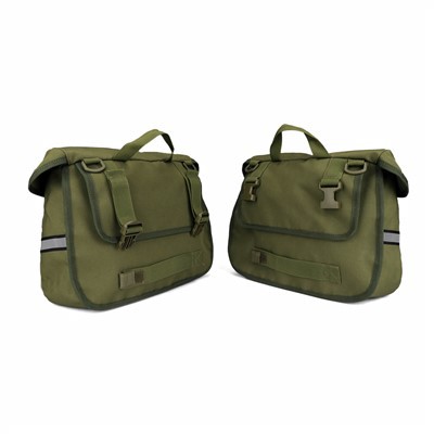 Green Canvas Bicycle Double Pannier Bag factory